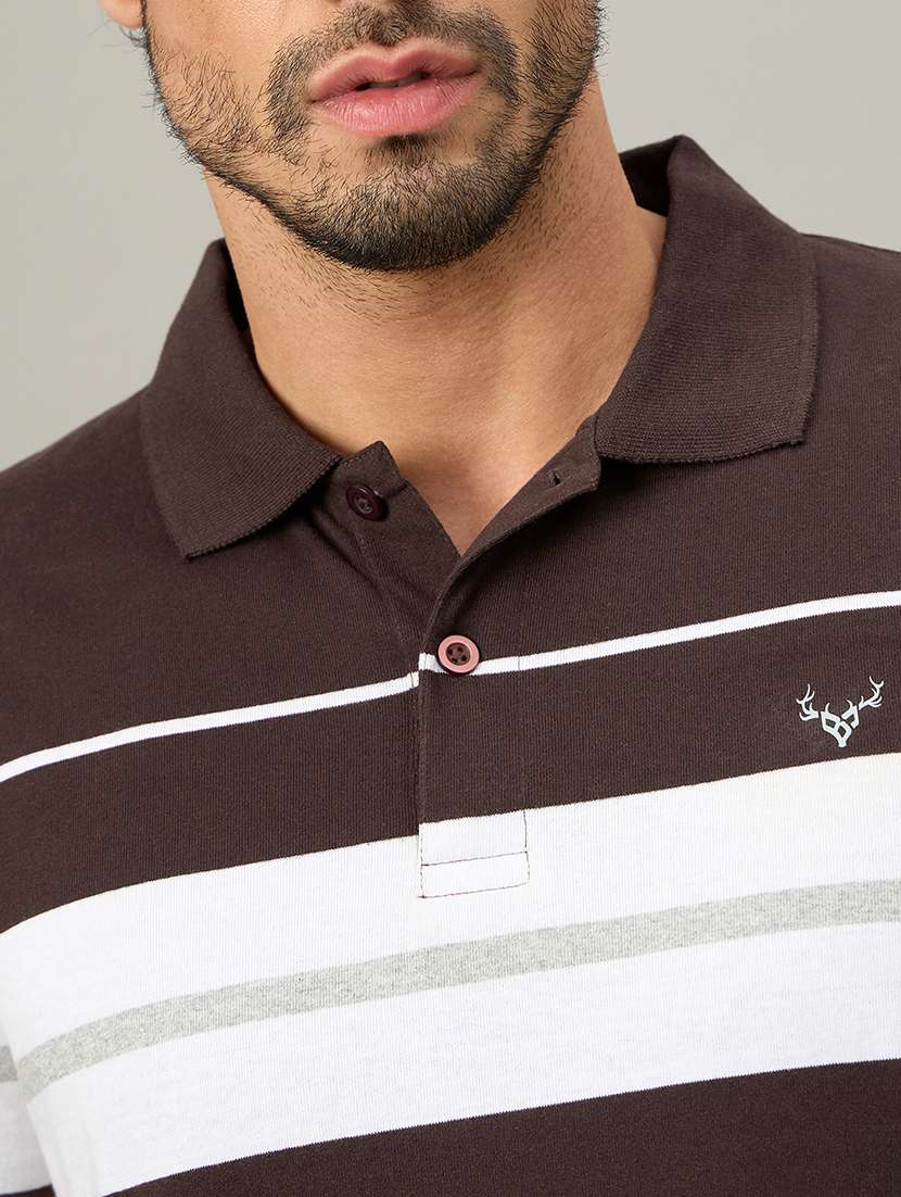 men striped short sleeve regular fit polo t-shirt - 22140472 - Standard Image - 4