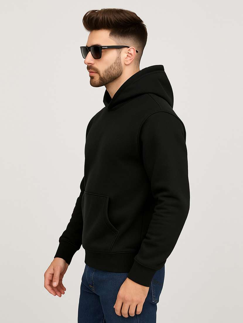 men solid long sleeve regular fit hooded sweatshirt - 22140475 -  Standard Image - 1