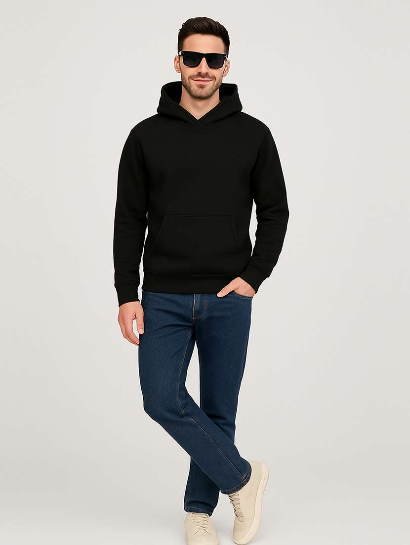 men solid long sleeve regular fit hooded sweatshirt - 22140475 -  Standard Image - 4