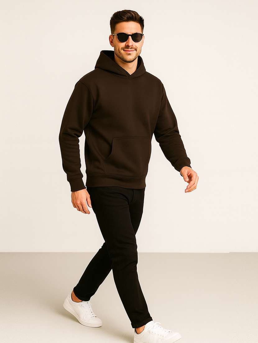 men solid long sleeve regular fit hooded sweatshirt - 22140476 -  Standard Image - 4