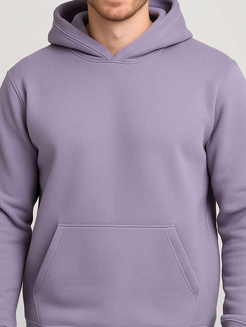 men solid long sleeve regular fit hooded sweatshirt - 22140478 -  Standard Image - 4
