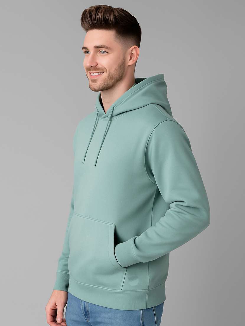 men solid long sleeve regular fit hooded sweatshirt - 22140481 -  Standard Image - 1