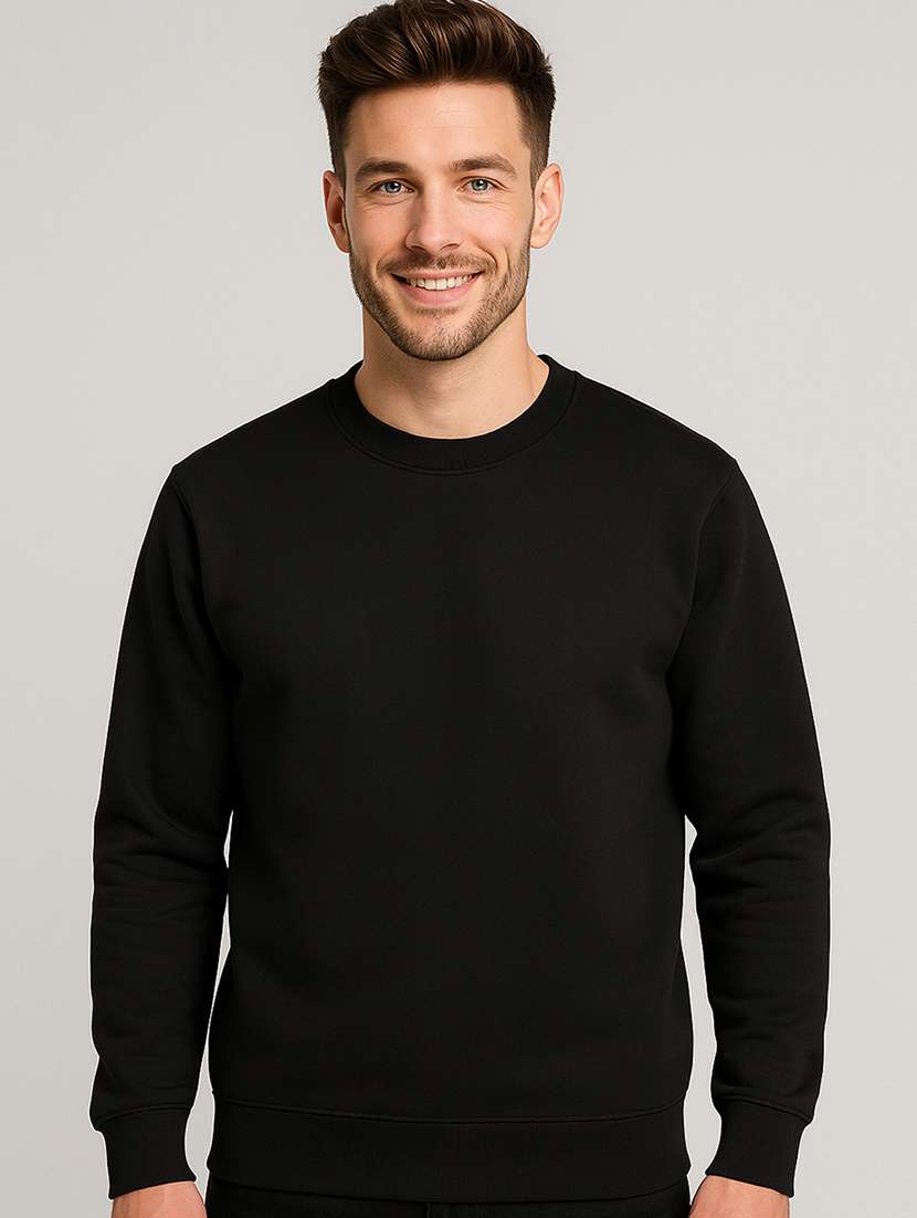 men solid long sleeve regular fit sweatshirt