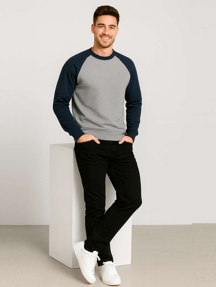 men color block long sleeve regular fit sweatshirt - 22140487 -  Standard Image - 4