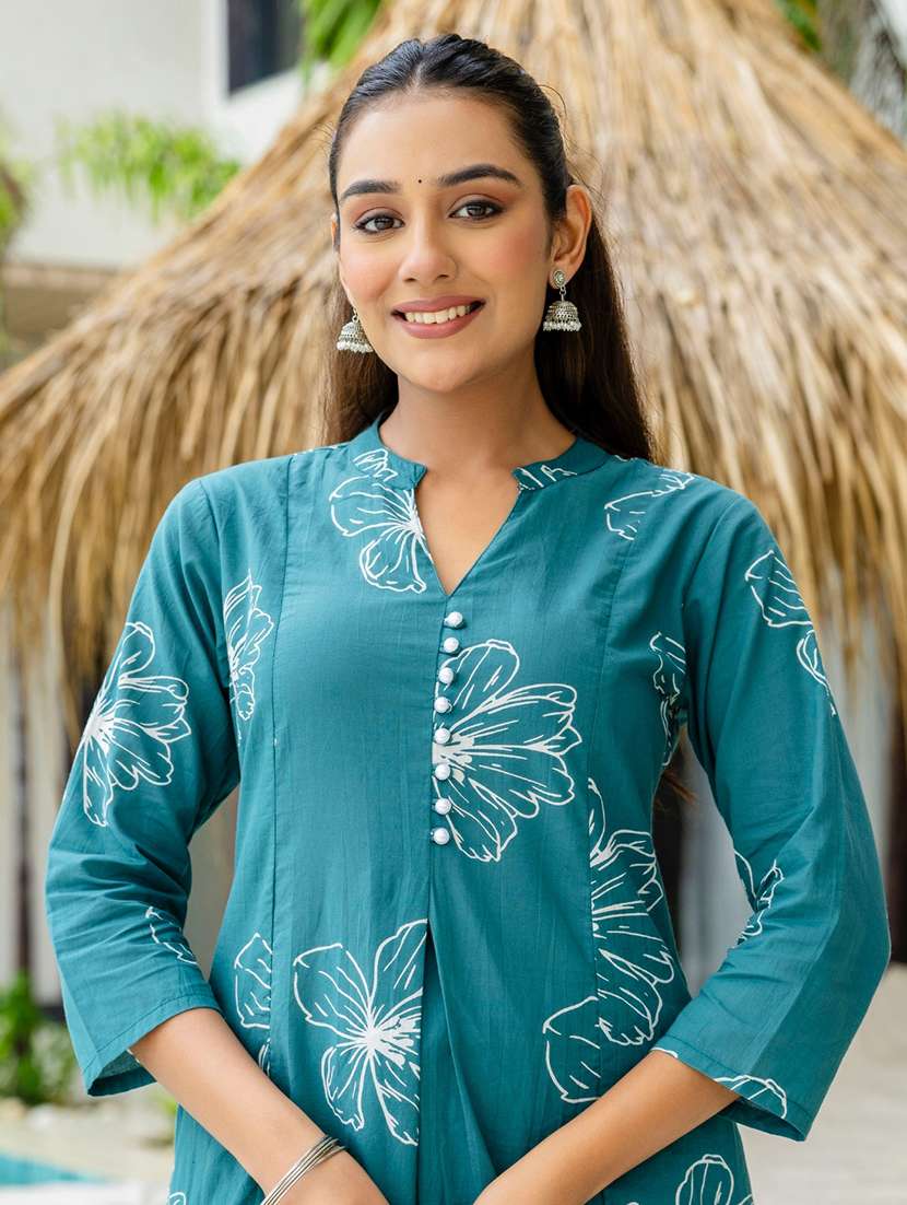 women floral printed three quarter sleeve kurta palazzo set - 22140553 -  Standard Image - 6