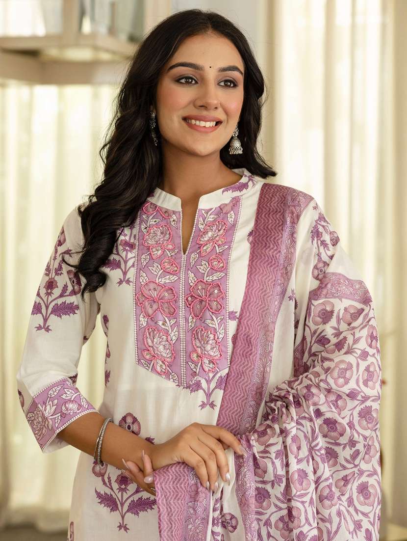 women floral printed three quarter sleeve kurta pant with dupatta set - 22140554 -  Standard Image - 6