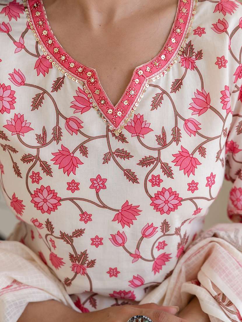 women floral printed three quarter sleeve kurta pant with dupatta set - 22140560 -  Standard Image - 6