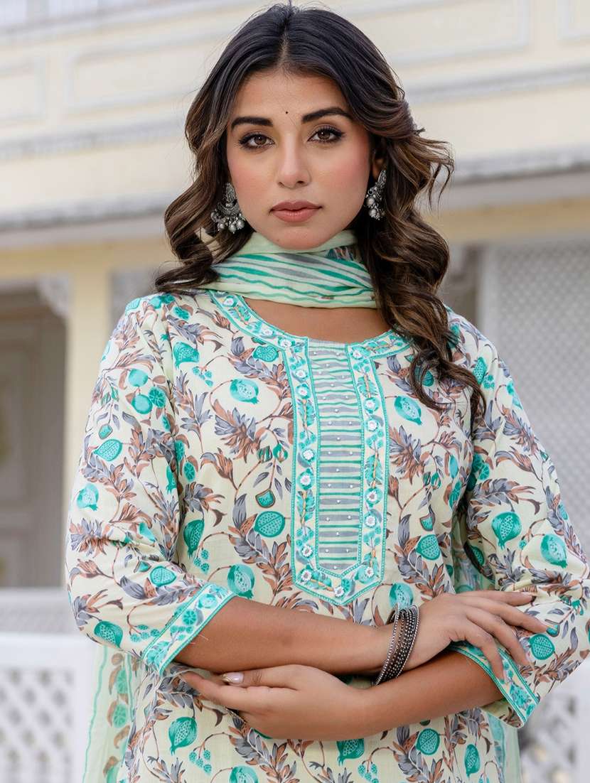 women floral printed three quarter sleeve kurta pant with dupatta set - 22140563 -  Standard Image - 6