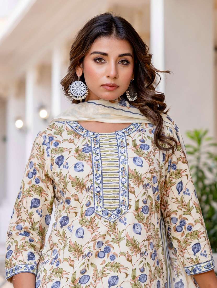 women floral printed three quarter sleeve kurta pant with dupatta set - 22140564 -  Standard Image - 6