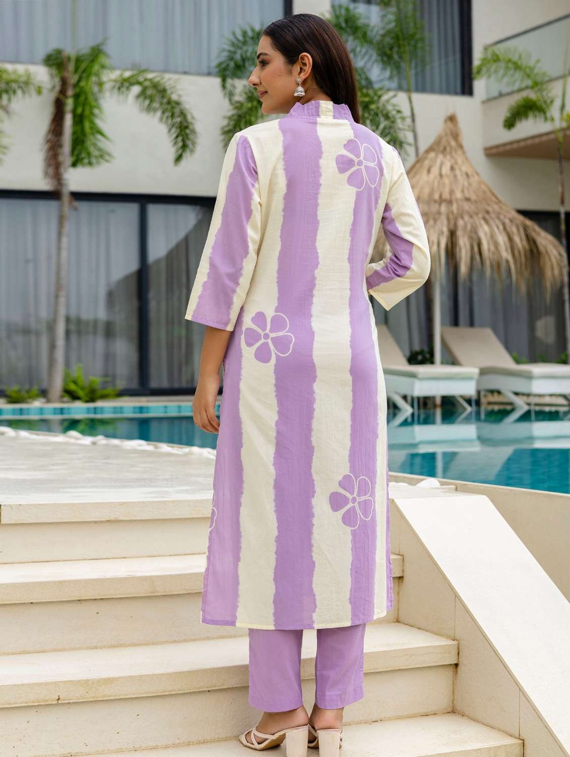 women printed three quarter sleeve kurta pant with dupatta set - 22140567 -  Standard Image - 4