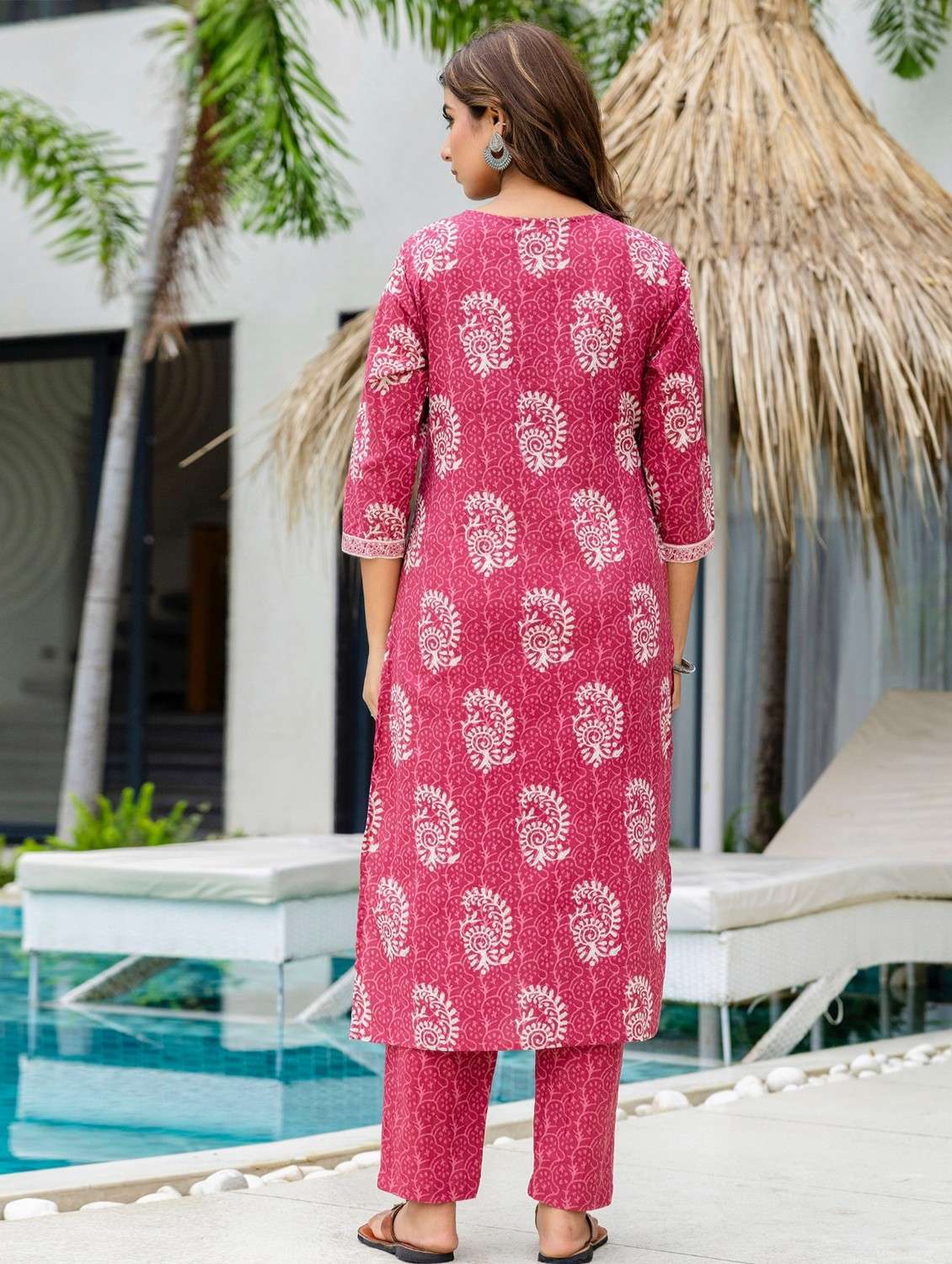 women printed three quarter sleeve kurta pant with dupatta set - 22140572 -  Standard Image - 4