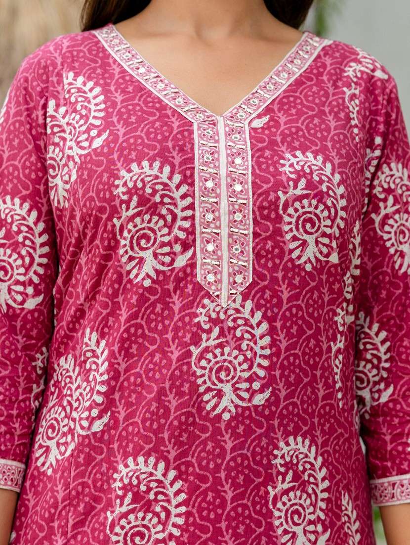 women printed three quarter sleeve kurta pant with dupatta set - 22140572 -  Standard Image - 6