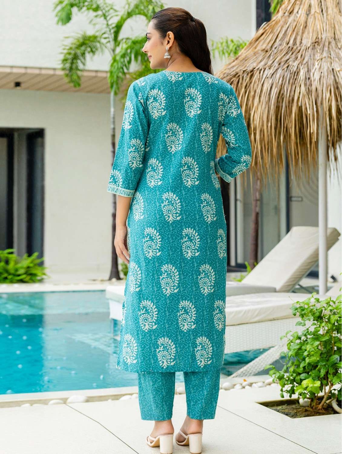 women printed three quarter sleeve kurta pant with dupatta set - 22140573 -  Standard Image - 4