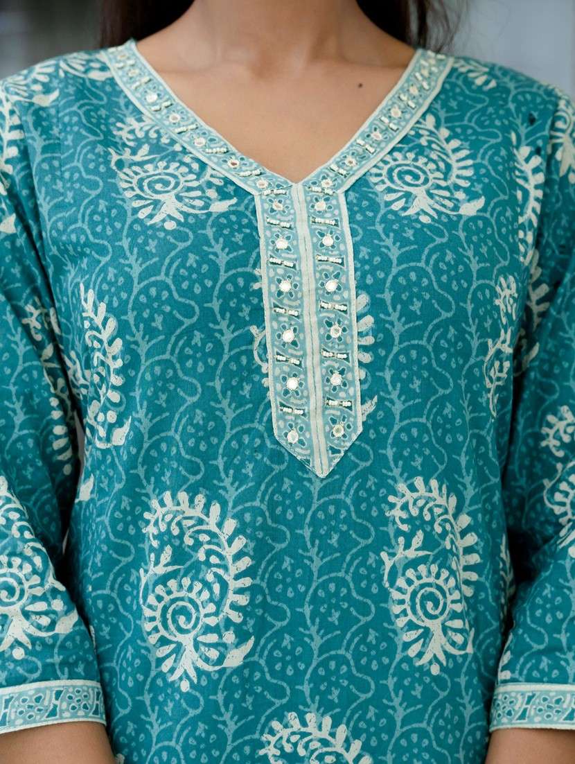 women printed three quarter sleeve kurta pant with dupatta set - 22140573 -  Standard Image - 6