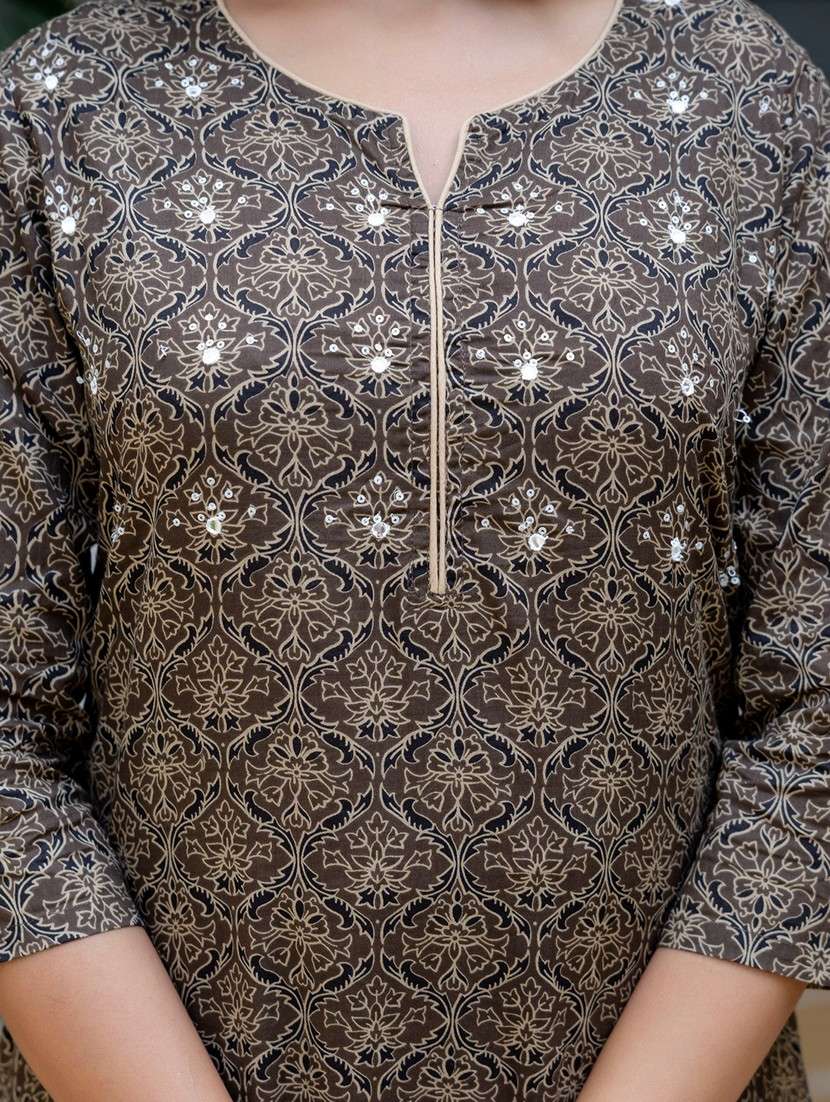 women printed three quarter sleeve kurta palazzo with dupatta set - 22140578 -  Standard Image - 6