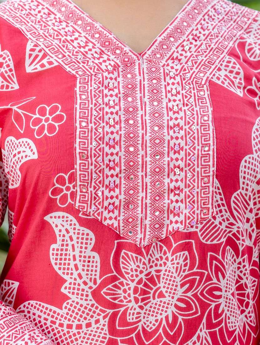 women floral printed three quarter sleeve kurta palazzo with dupatta set - 22140580 -  Standard Image - 6