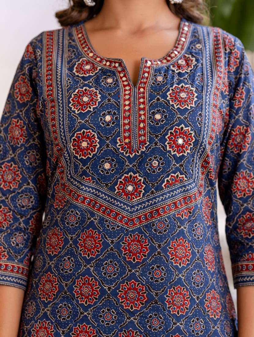 women printed three quarter sleeve kurta pant with dupatta set - 22140587 -  Standard Image - 6