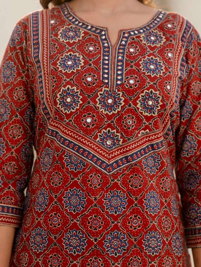 women printed three quarter sleeve kurta pant with dupatta set - 22140588 -  Standard Image - 6