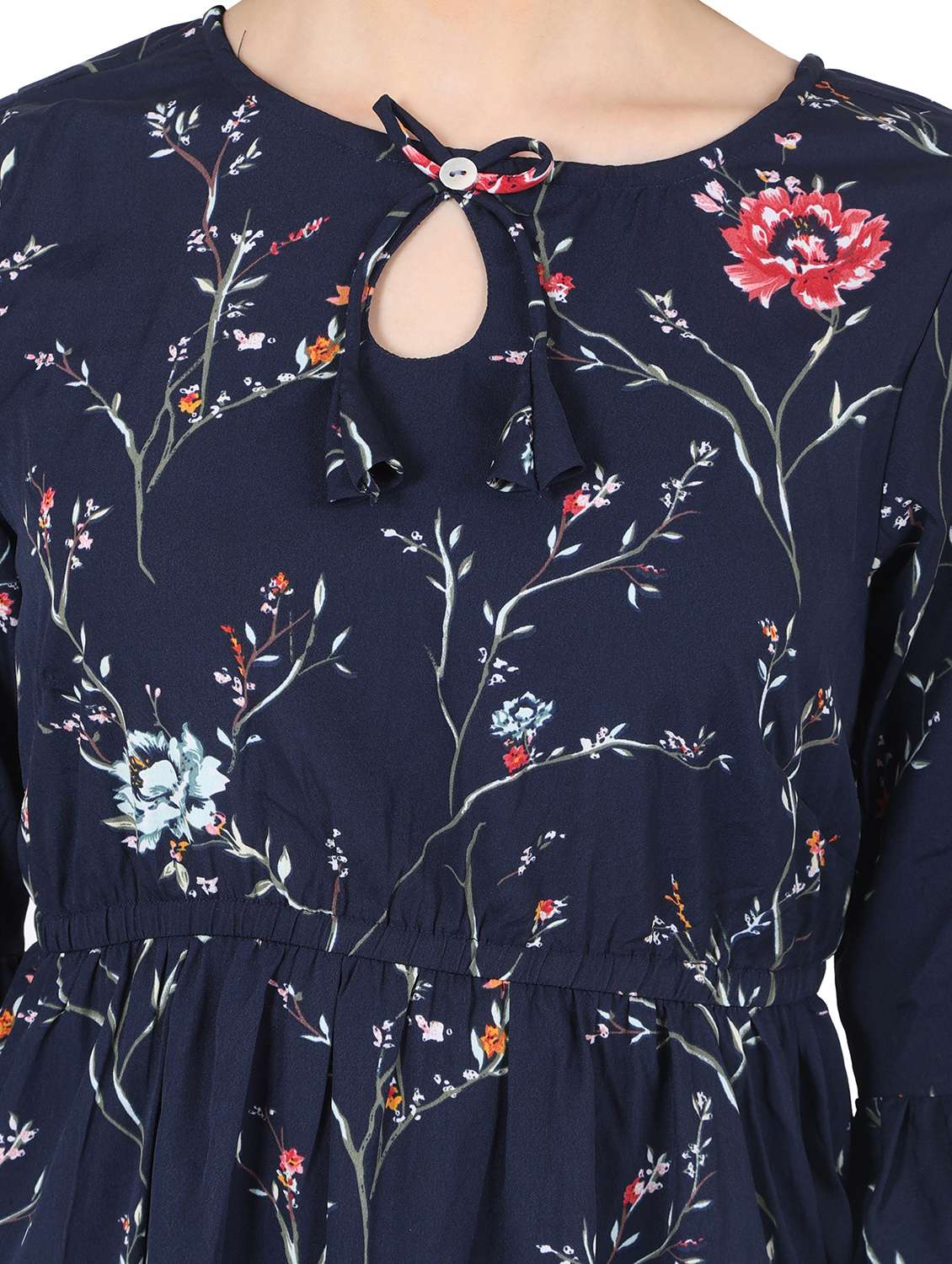 women printed bell sleeve long flared top - 22140605 - Standard Image - 4