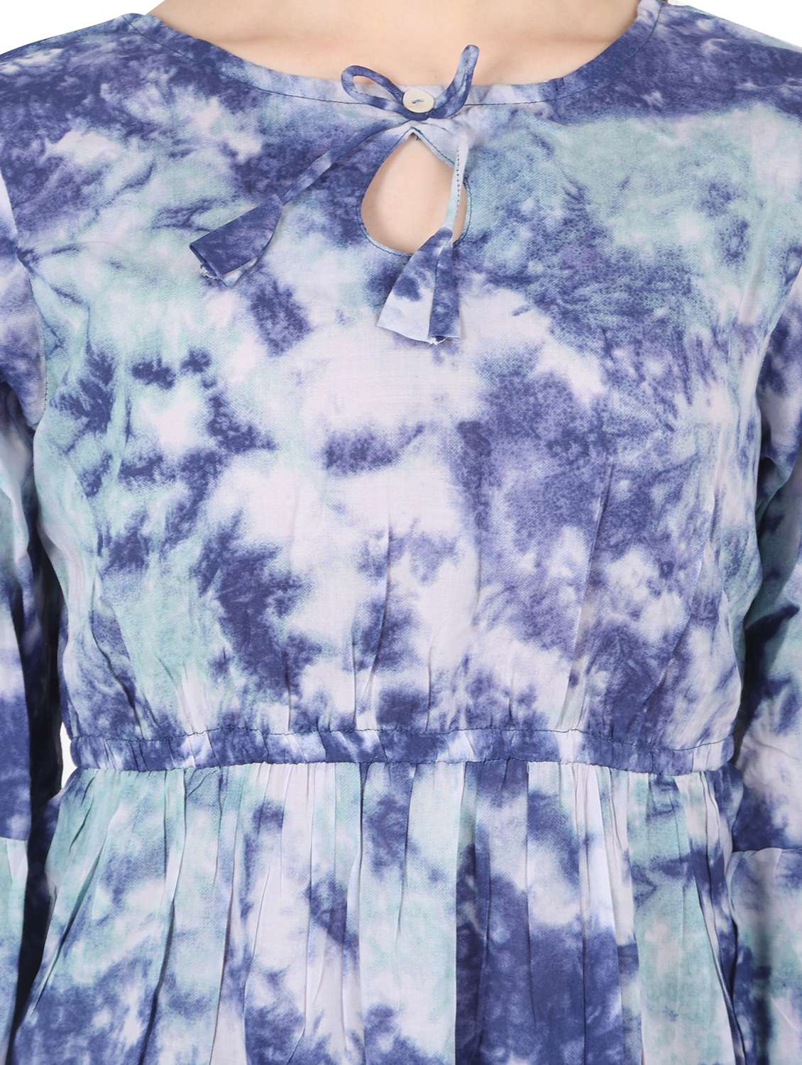 women printed bell sleeve long flared top - 22140608 - Standard Image - 4