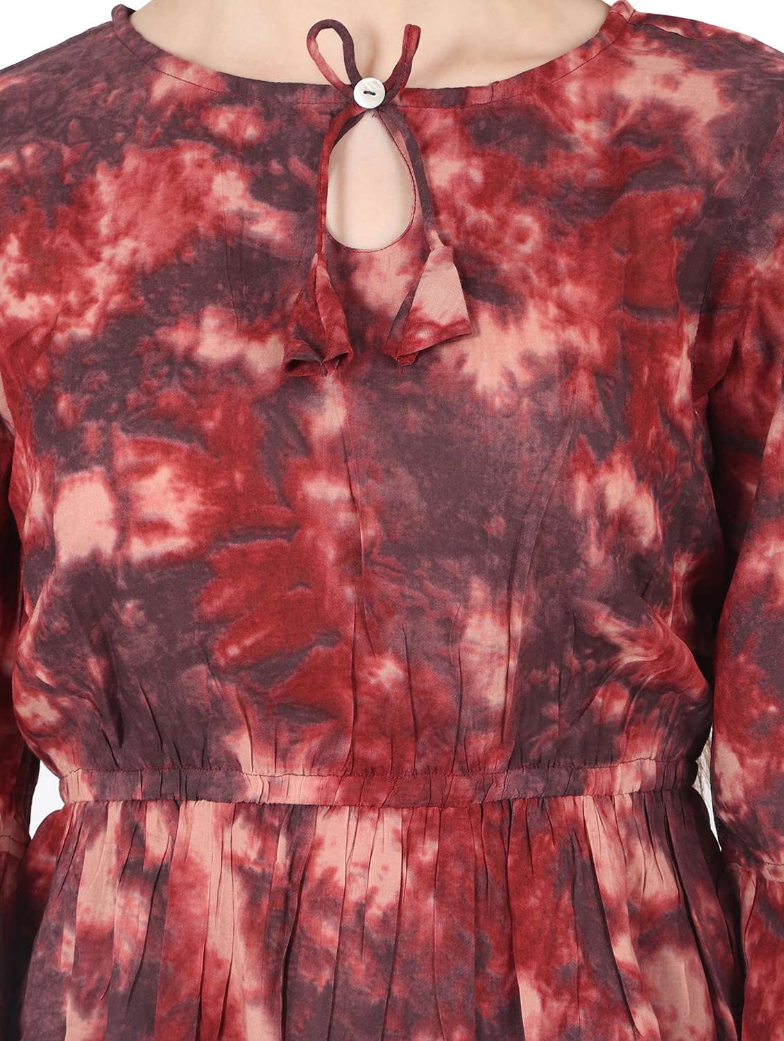 women printed bell sleeve long flared top - 22140609 - Standard Image - 4