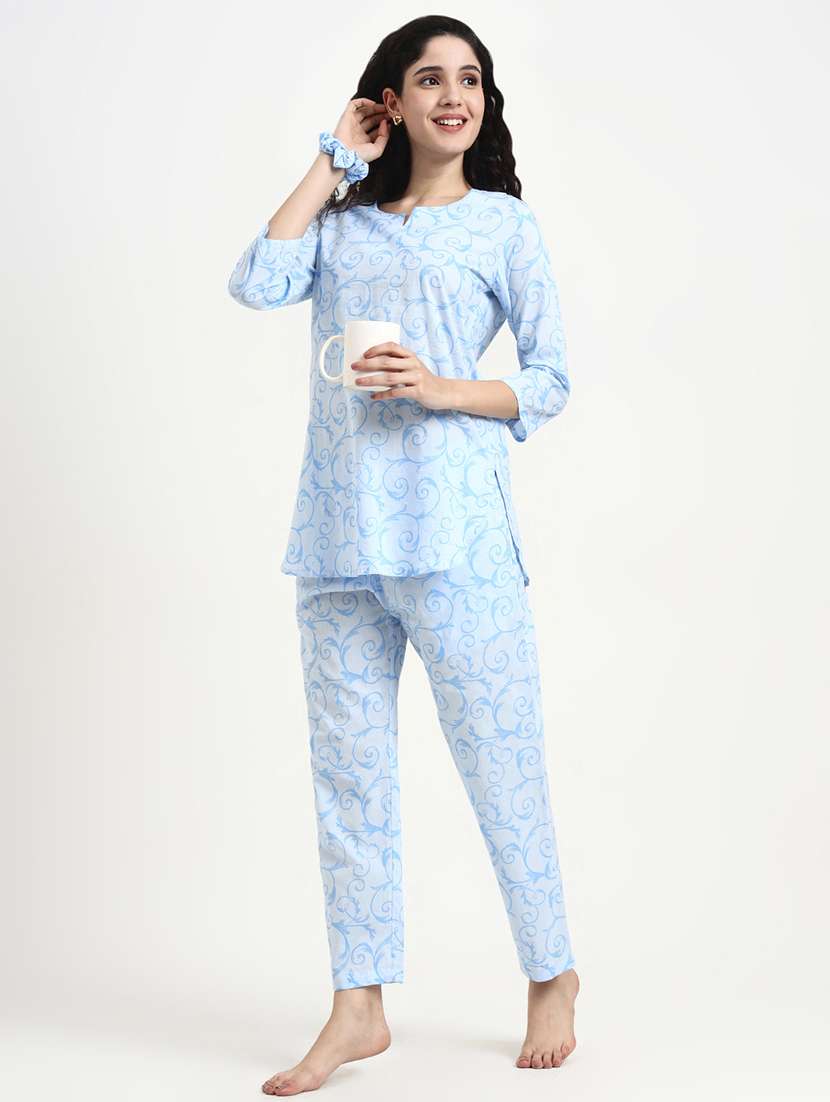 women printed nightwear pyjama set - 22140612 -  Standard Image - 1