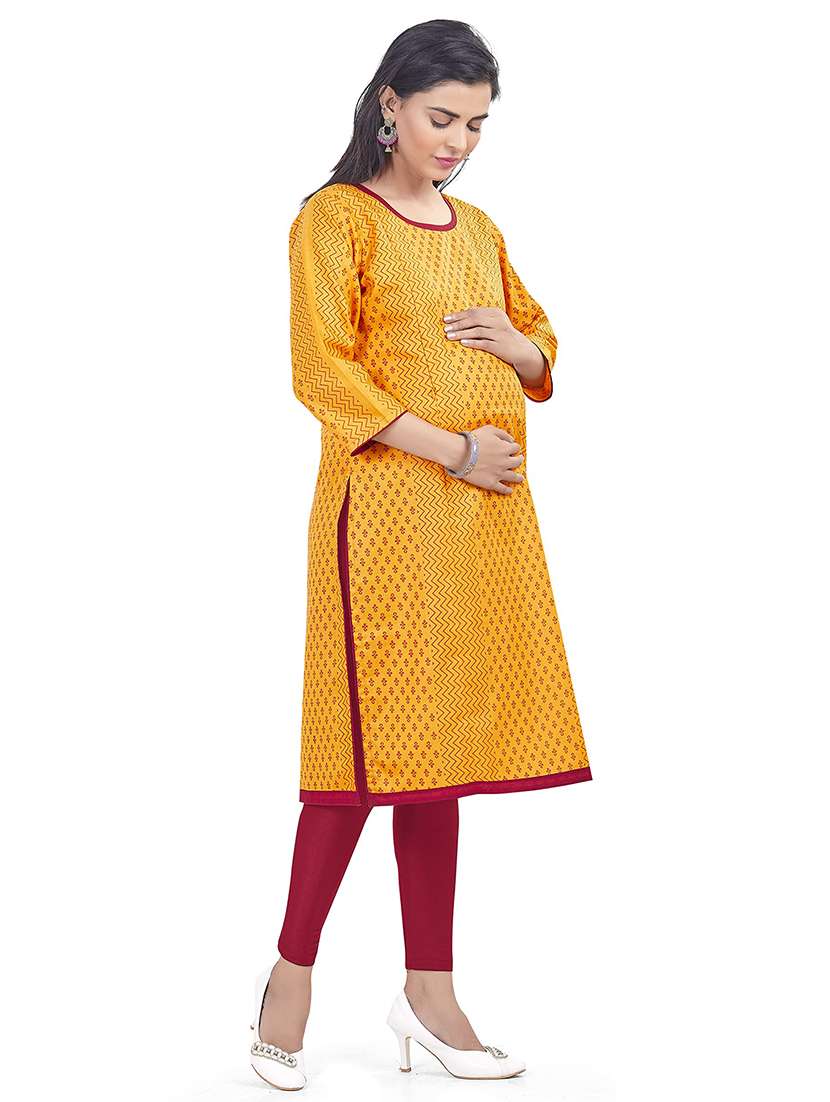 women printed three quarter sleeve maternity wear kurta - 22140620 -  Standard Image - 1