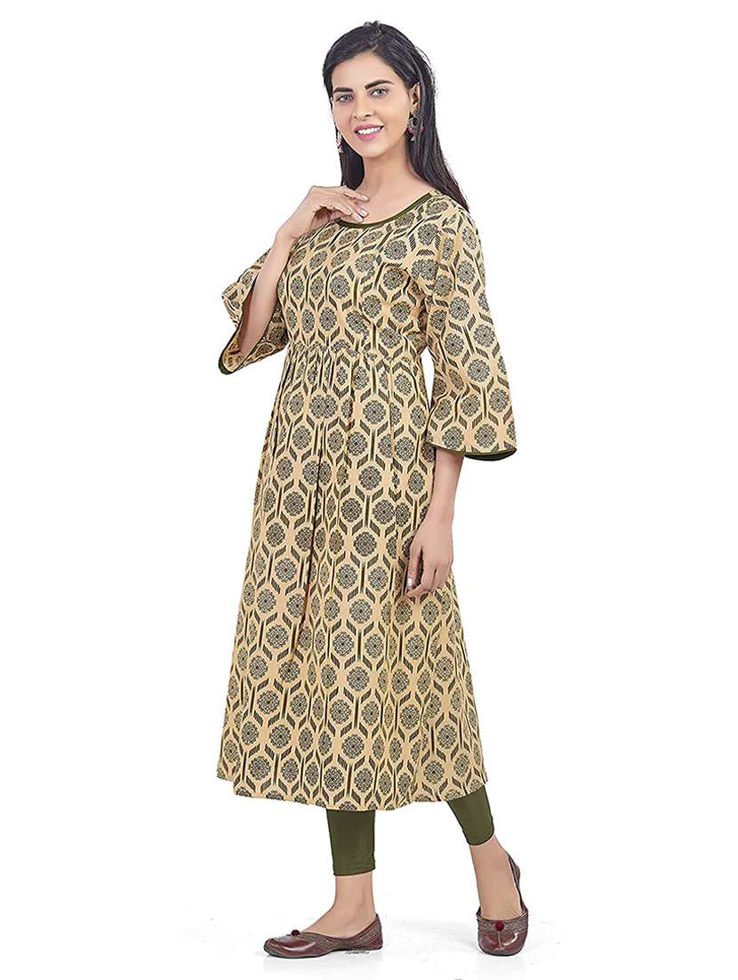 women printed three quarter sleeve maternity wear kurta - 22140621 -  Standard Image - 1