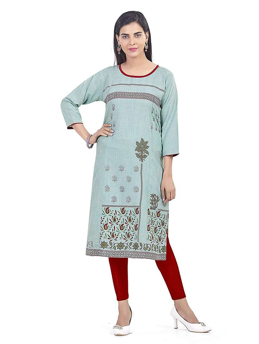 women printed three quarter sleeve maternity wear kurta - 22140624 -  Standard Image - 1