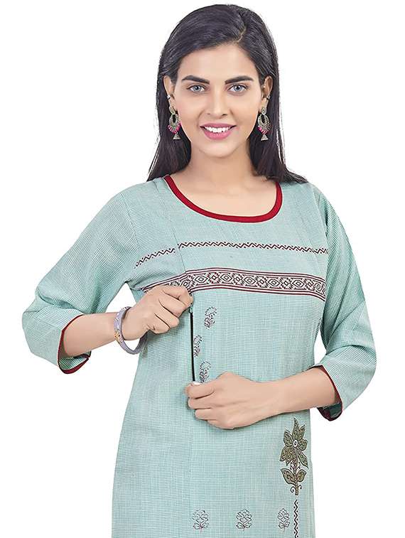 women printed three quarter sleeve maternity wear kurta - 22140624 -  Standard Image - 4
