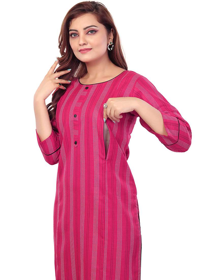women pack of 2 three quarter sleeve maternity wear kurta - 22140640 -  Standard Image - 4