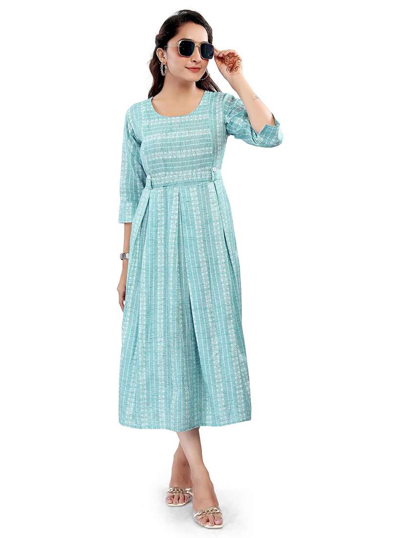 women self design three quarter sleeve maternity wear dress - 22140691 -  Standard Image - 1