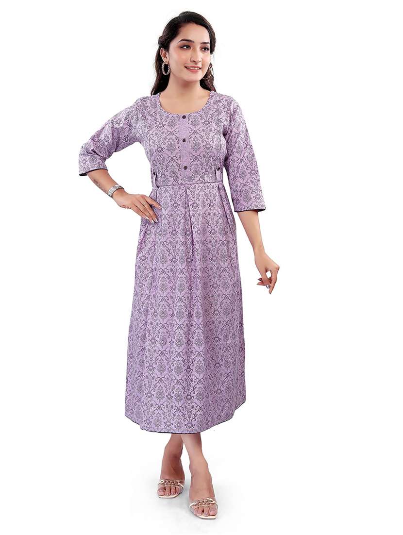 women printed three quarter sleeve maternity wear dress - 22140694 -  Standard Image - 1