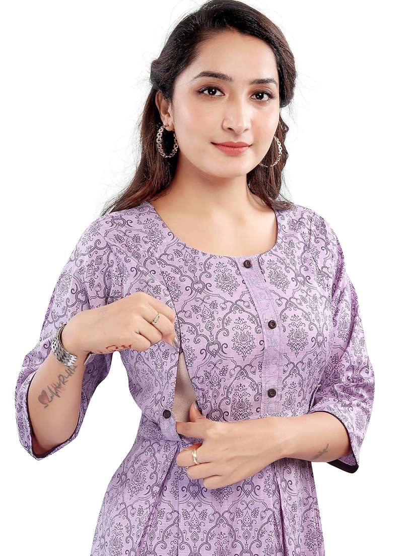 women printed three quarter sleeve maternity wear dress - 22140694 -  Standard Image - 4