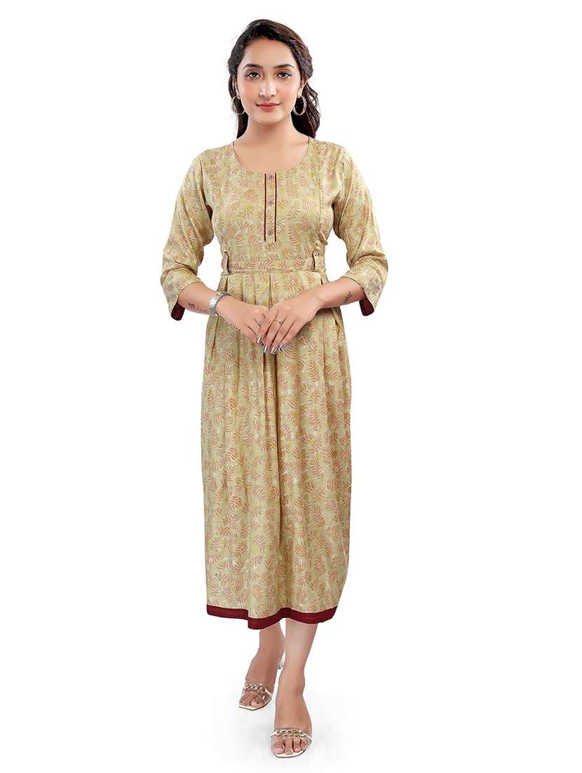 women printed three quarter sleeve maternity wear dress - 22140695 -  Standard Image - 1