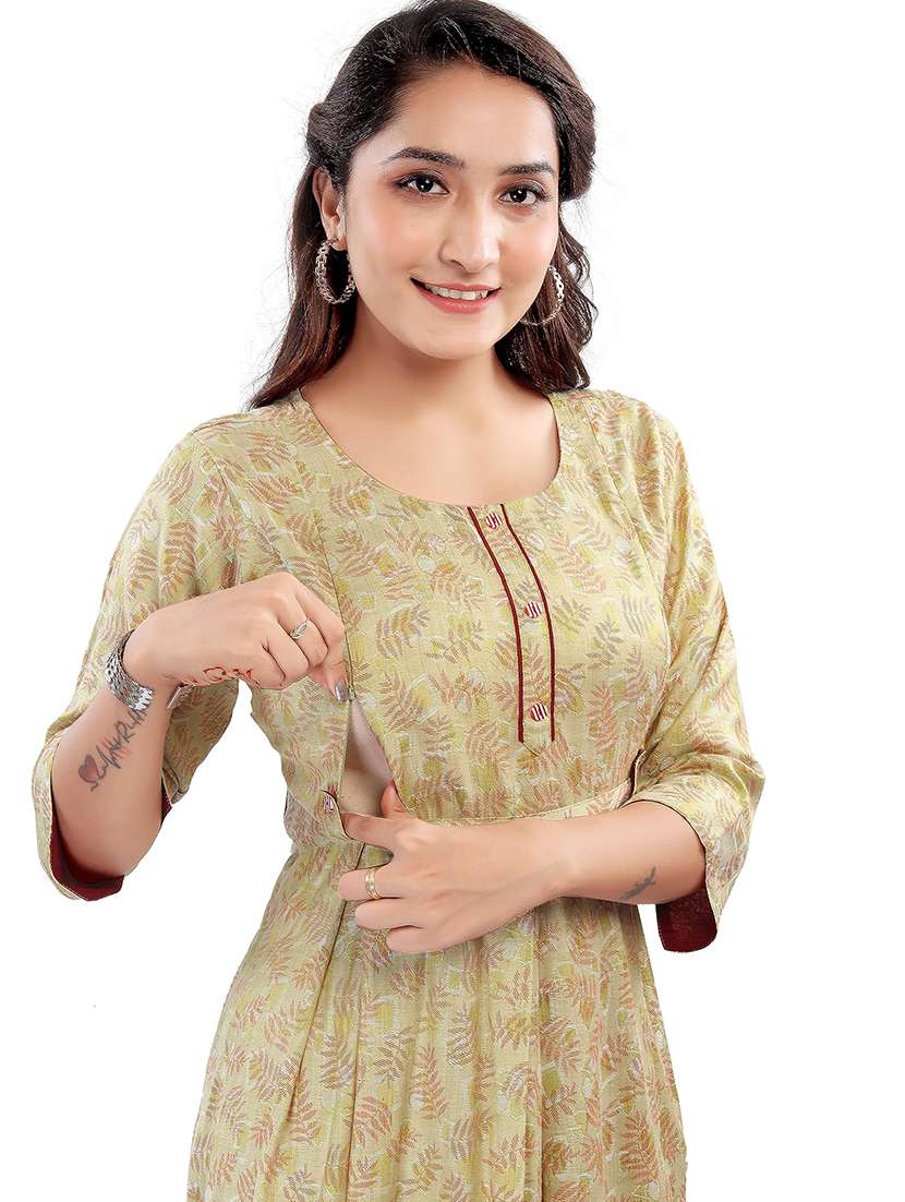 women printed three quarter sleeve maternity wear dress - 22140695 -  Standard Image - 4