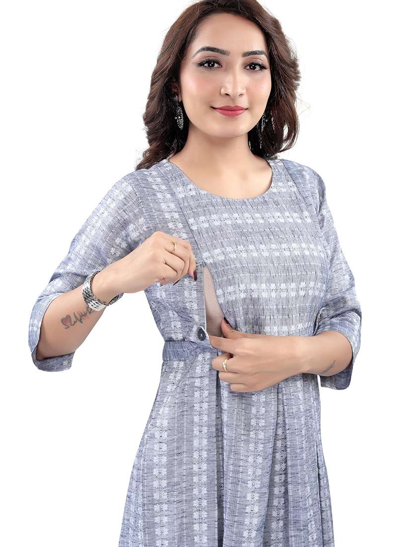 women self design three quarter sleeve maternity wear kurta - 22140697 -  Standard Image - 4