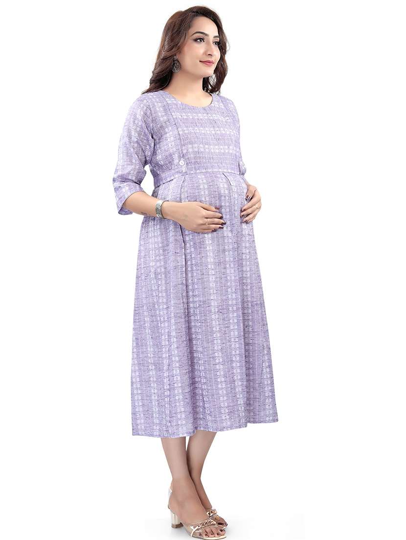 women self design three quarter sleeve maternity wear kurta - 22140698 -  Standard Image - 1