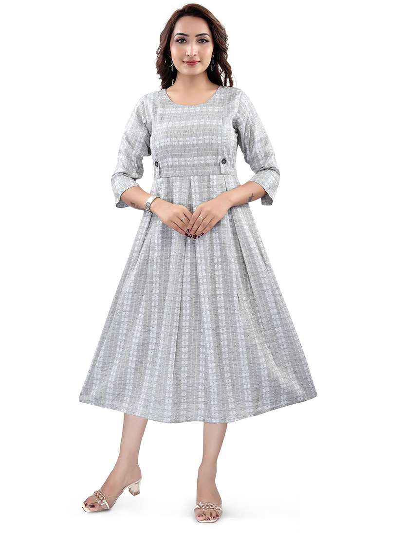 women self design three quarter sleeve maternity wear dress - 22140700 -  Standard Image - 1