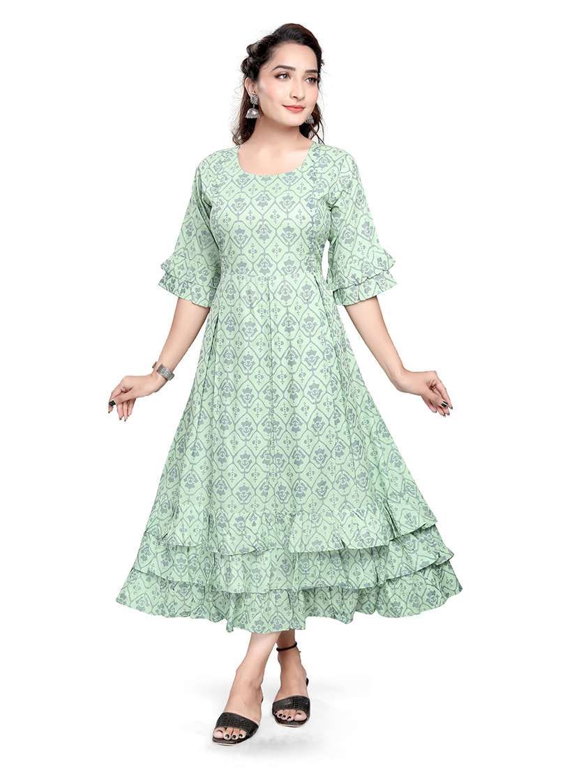 women printed three quarter sleeve maternity wear dress - 22140713 -  Standard Image - 1