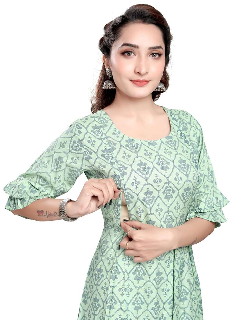 women printed three quarter sleeve maternity wear dress - 22140713 -  Standard Image - 4