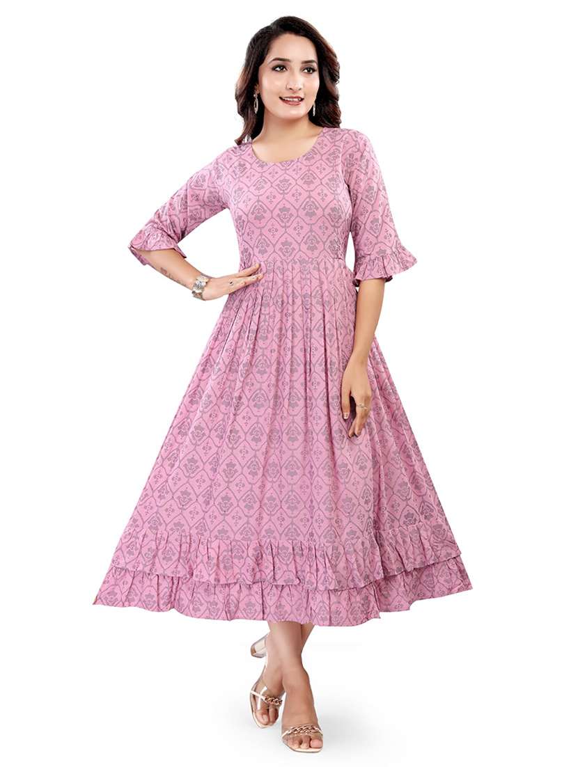 women printed three quarter sleeve maternity wear dress - 22140714 -  Standard Image - 1