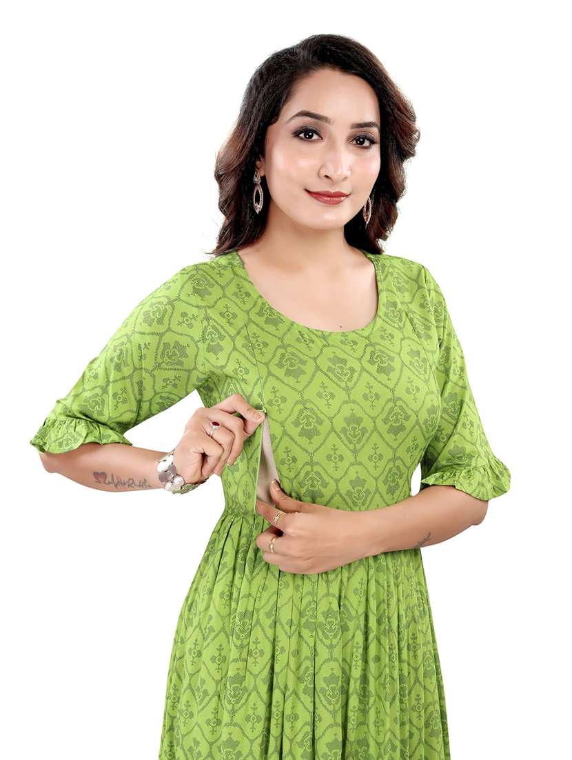 women printed three quarter sleeve maternity wear dress - 22140716 -  Standard Image - 4