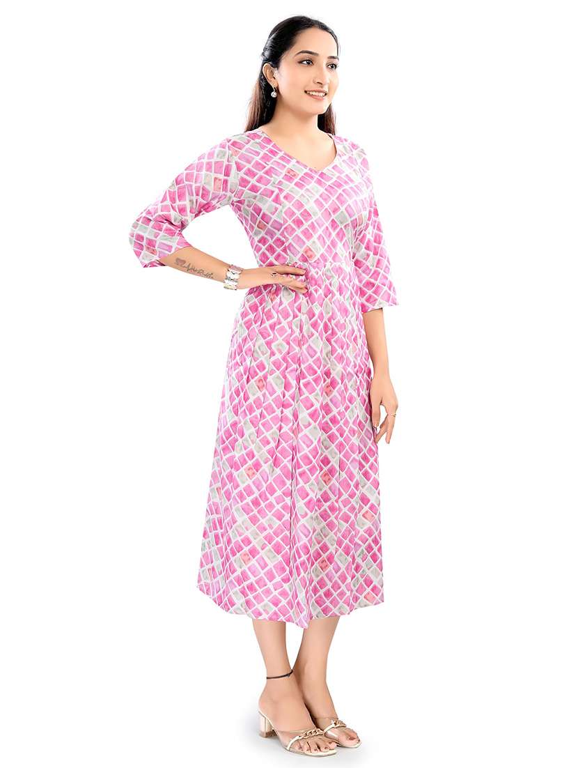 women printed three quarter sleeve maternity wear dress - 22140721 -  Standard Image - 1