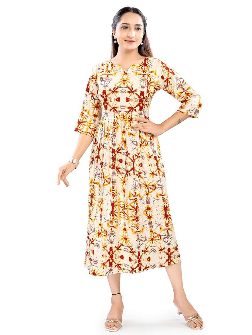women printed three quarter sleeve maternity wear dress - 22140724 -  Standard Image - 1