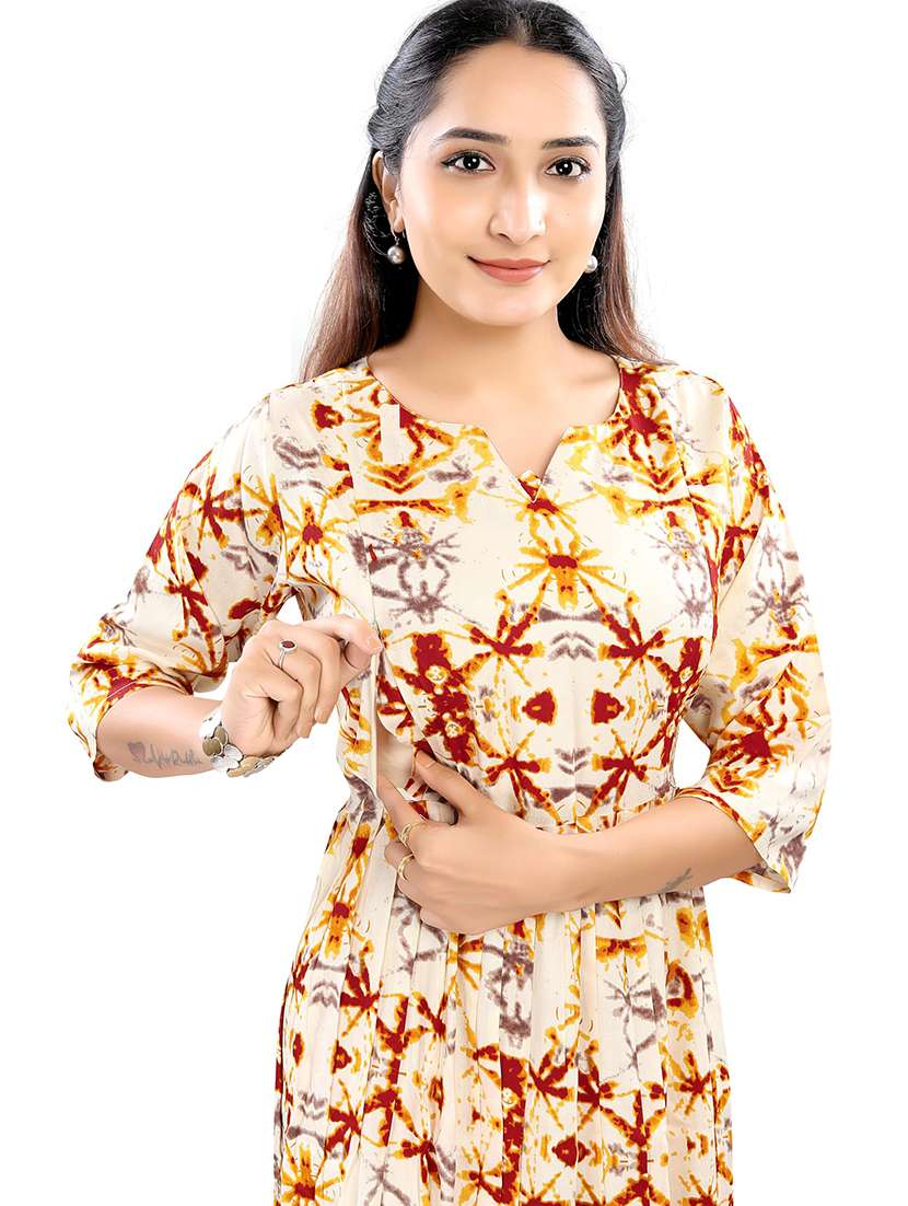 women printed three quarter sleeve maternity wear dress - 22140724 -  Standard Image - 4