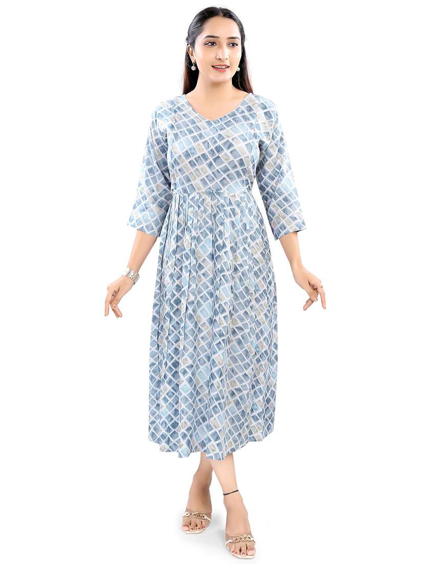 women printed three quarter sleeve maternity wear dress - 22140727 -  Standard Image - 1