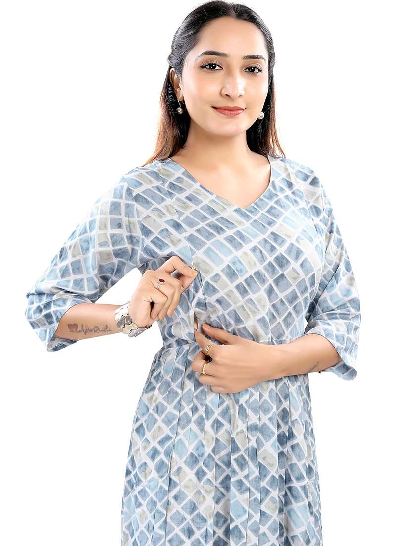 women printed three quarter sleeve maternity wear dress - 22140727 -  Standard Image - 4
