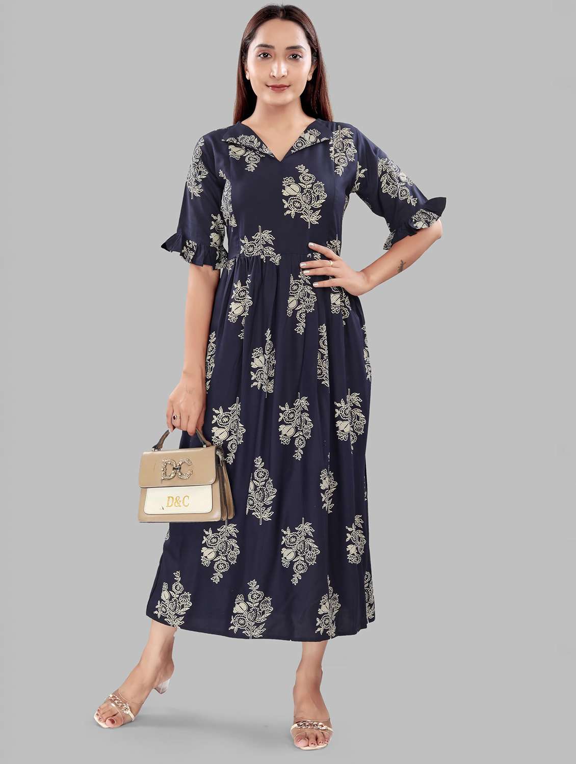 women printed short sleeve maternity wear dress - 22140729 -  Standard Image - 1