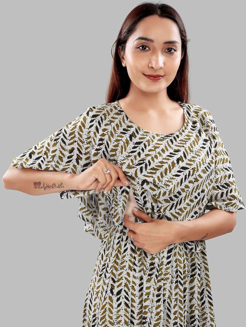 women floral printed cape sleeve maternity wear dress - 22140731 -  Standard Image - 4